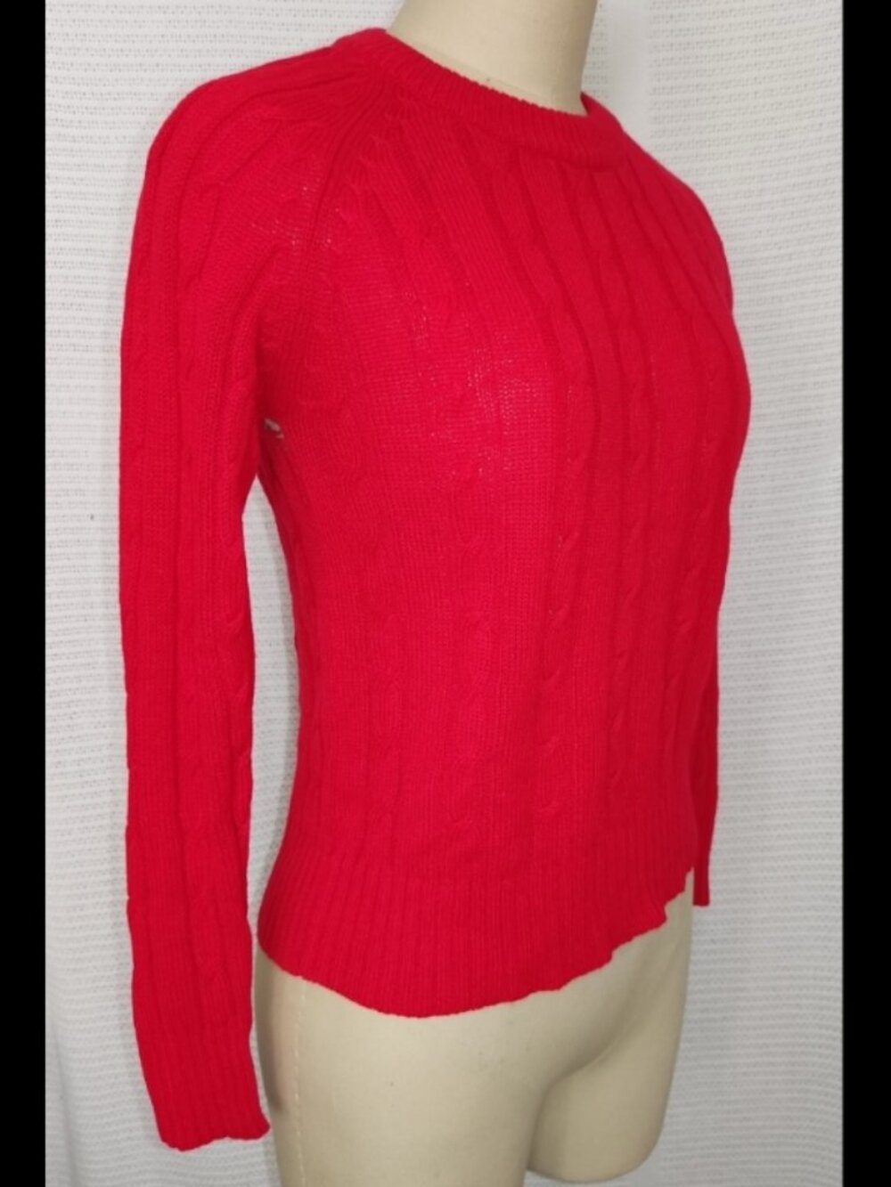 Red Cable Knit Crew Neck Sweater